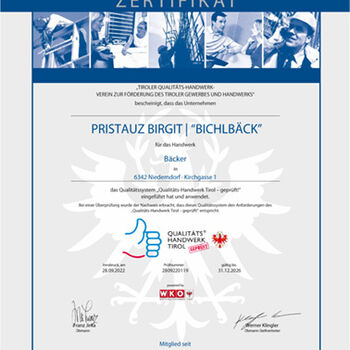 Royal Zertifikat Qualitäts-Handwerk Tirol